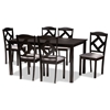 Baxton Studio Ruth Modern Transitional Grey Fabric Upholstered and Dark Brown Finished Wood 7-Piece Dining Set